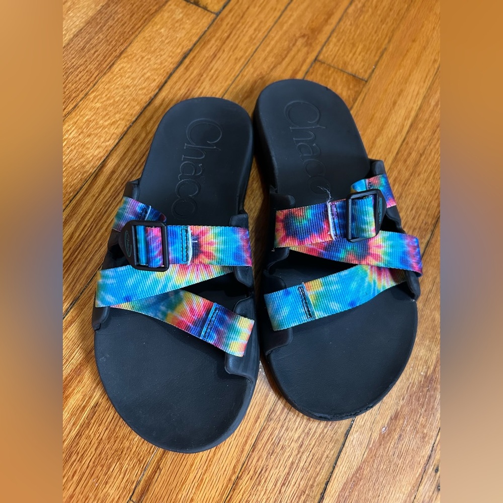Chaco Men's Tie-Dye Blue & Pink Strap Slide Sandals